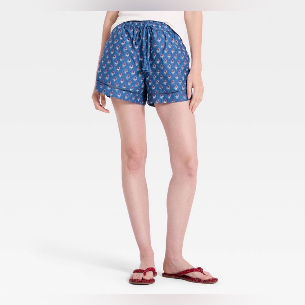 Target Blue Printed Drawstring Women's Shorts